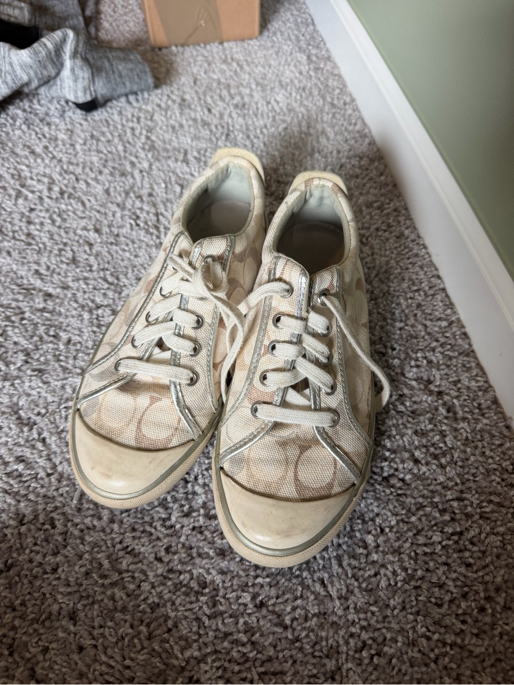 Coach Beige Signature Canvas Low-Top Sneakers